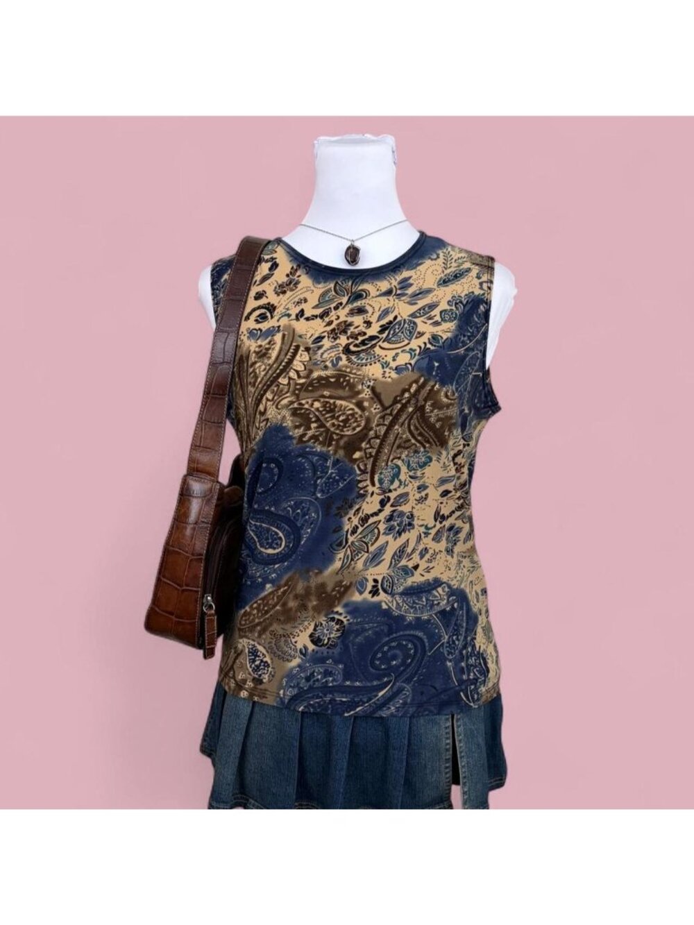 y2k paisley boho stretchy top